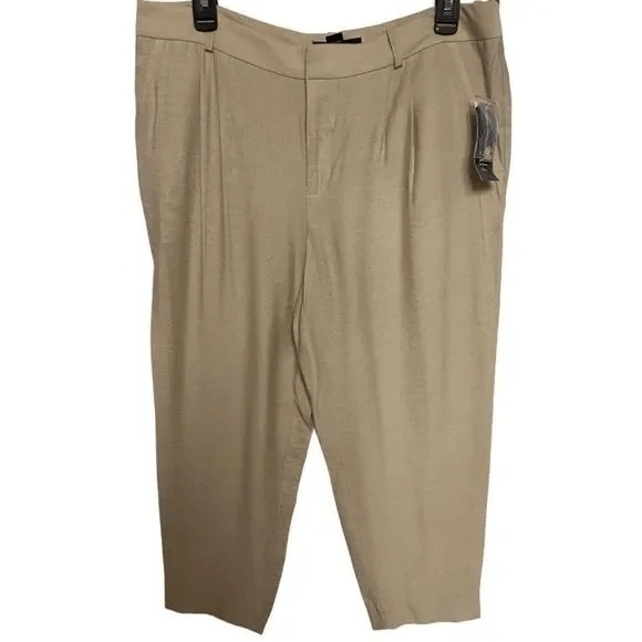 INC International Concepts Cropped Pants 8 Beige Pleated Front Tailored Chic New - Picture 1 of 9